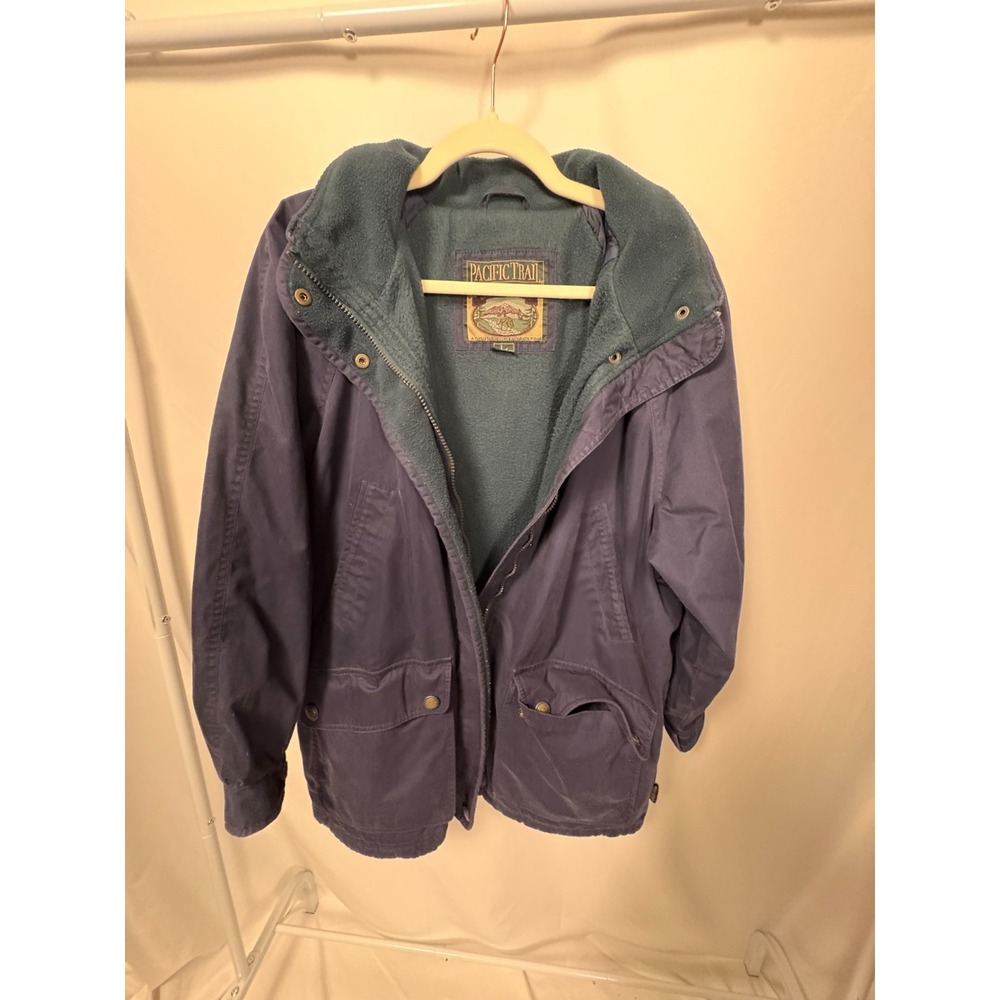 Vintage Pacific Trail Men's L Blue Winter Coat Jacket Fleece Lined Heavy Duty